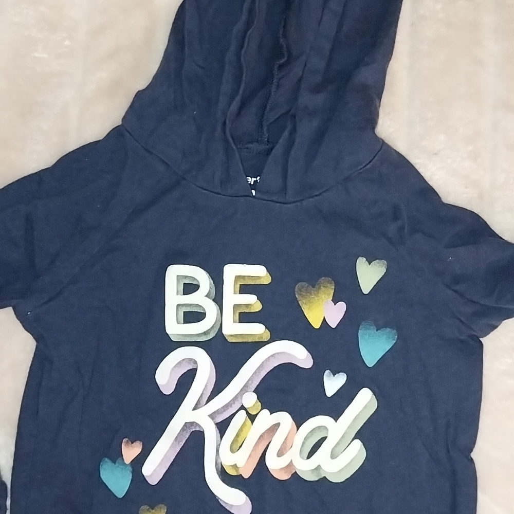 Carter's Navy Hooded Tee with 'Be Kind' Heart Graphic
